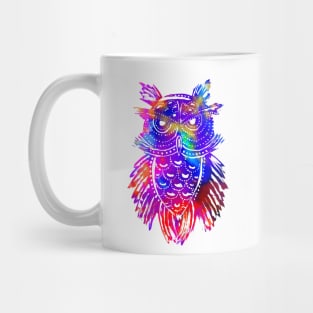 Rainbow Owl Tribal Tattoo Mug